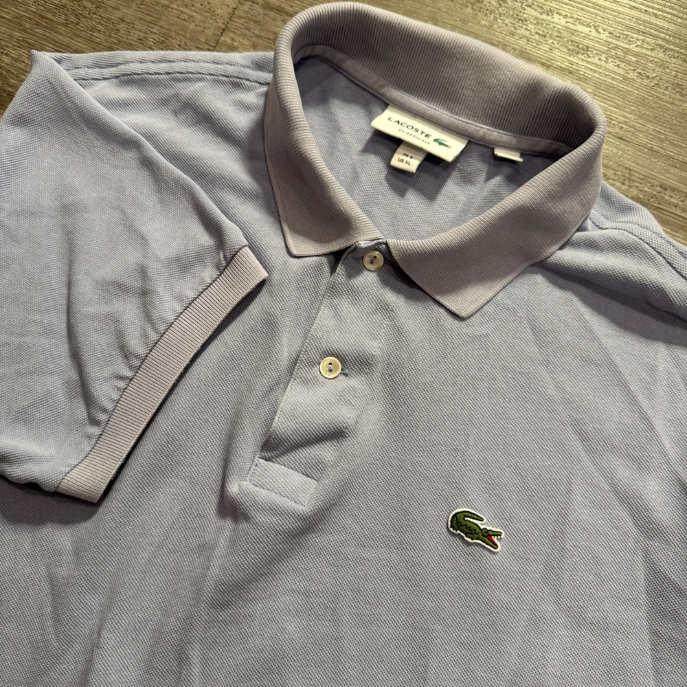 Lacoste Polo Shirt Mens XL Light Blue Cotton Classic Fit Pique Preppy Logo Rugby